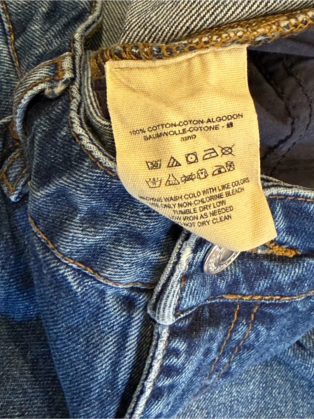 Free People We The Free High Rise Straight Leg Indigo Denim Jeans 100% Cotton